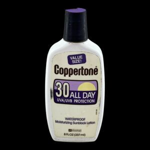1992 Coppertone 30 All Day Sunblock Lotion 8 oz (~10% Full) Prop 1992 AS IS VTG